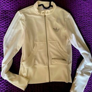 Adidas white zip up sweater